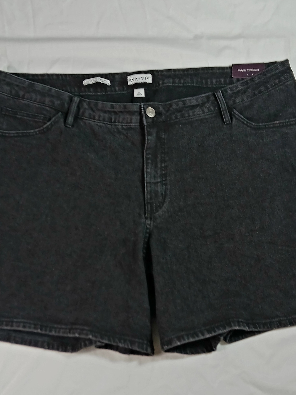 Ava & Viv Washed Black High-Rise Denim Shorts